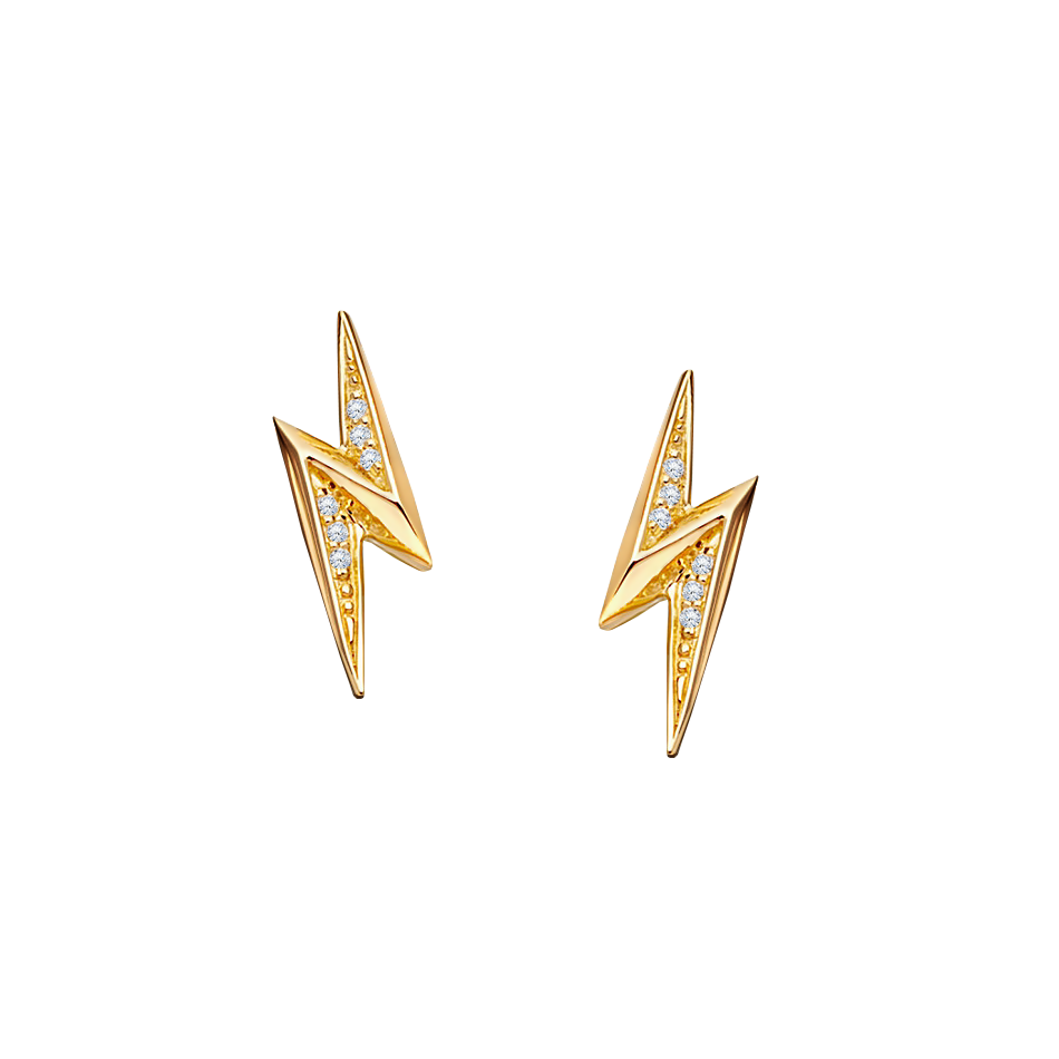 Brinco Raio Ouro Amarelo e Diamantes - LIGHTNING