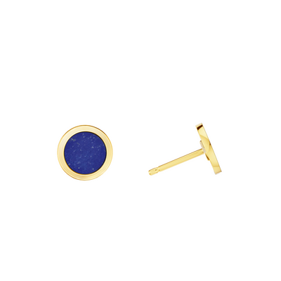 Brinco Redondo Ouro Amarelo, Lapis Lazuli (PERPETUUM)