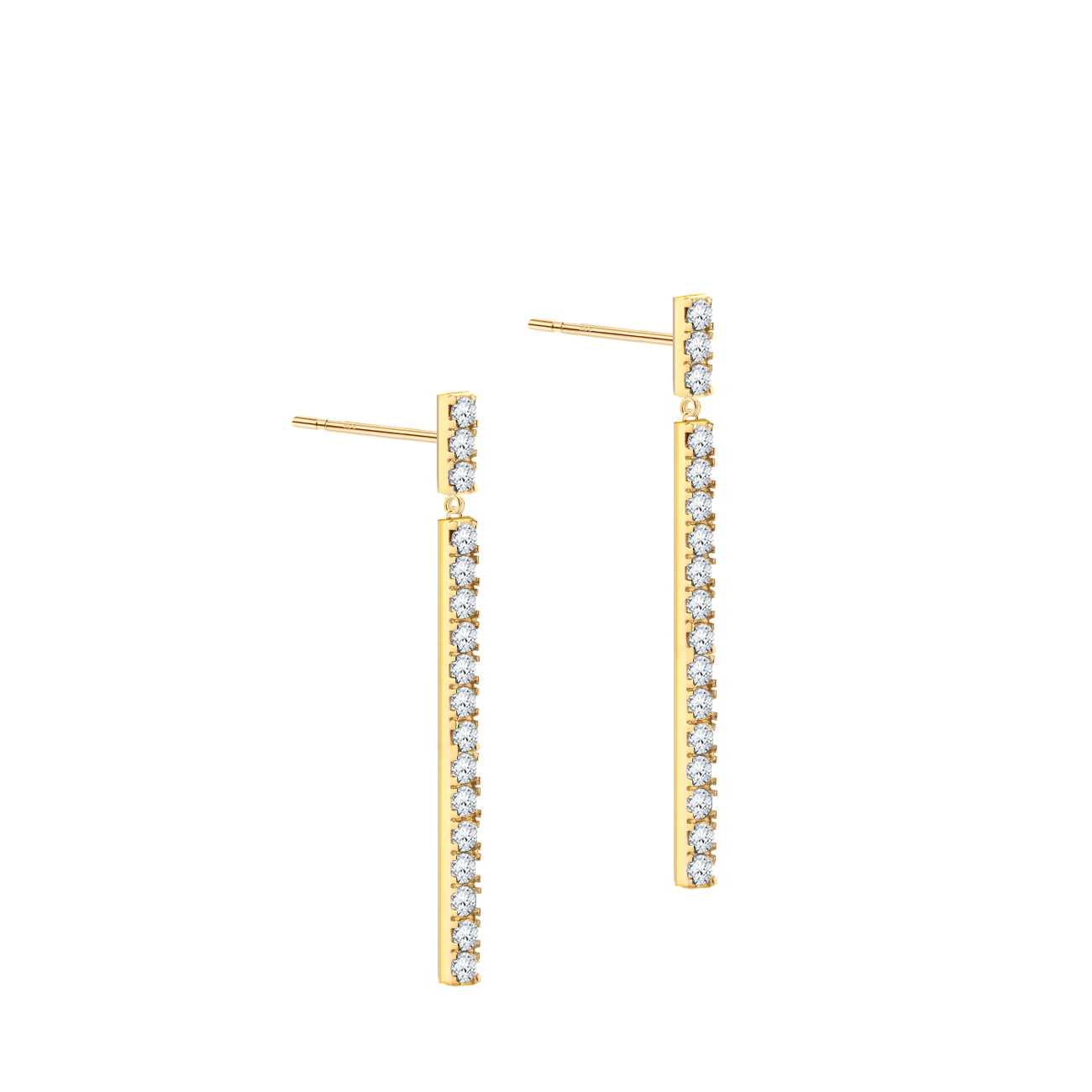 brinco stick diamantes, ouro amarelo