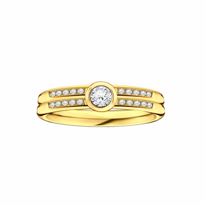 Anel de Diamantes em Ouro Amarelo - BEZEL