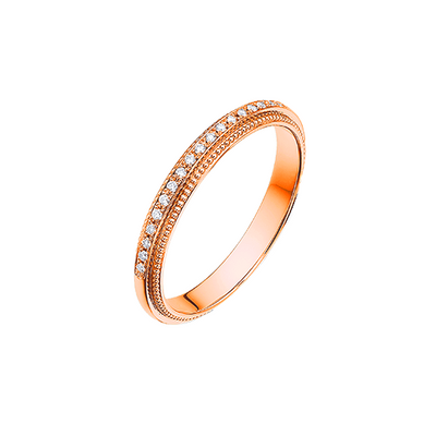 Meia Aliança Ouro Rosa de Diamantes (Trabalhada 4,0 mm)