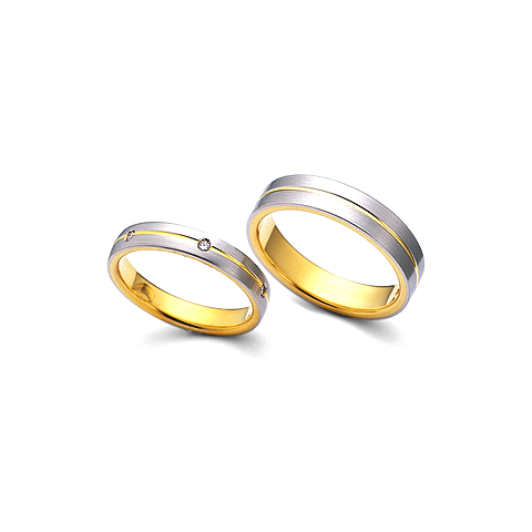 PAR de Alianças em Ouro Amarelo e Branco - Especial Casamento