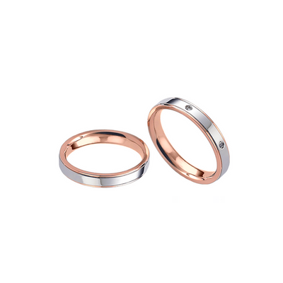 PAR de Alianças Retas em ouro branco e rosé 18k - Especial Casamento