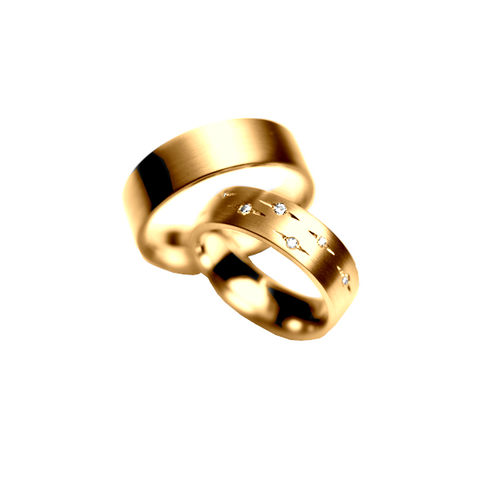 PAR de Alianças em ouro amarelo com diamantes - Especial Casamento