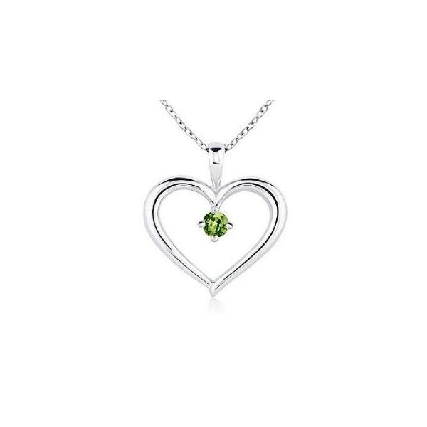 Pingente Coração Peridoto Ouro Branco - MARSEILLE Peridoto