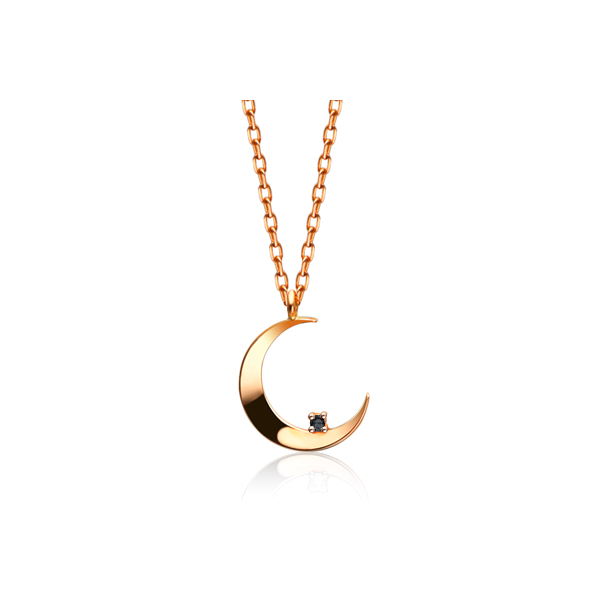 Pingente Lua Ouro Amarelo - LUNA Diamante Negro