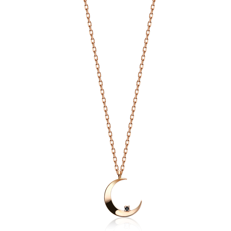 Pingente Lua Ouro Amarelo - LUNA Diamante Negro