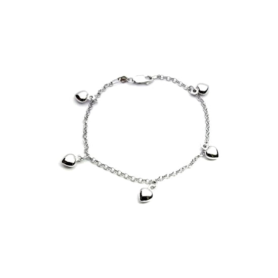 Pulseira de Corações em Ouro Branco - HEART S